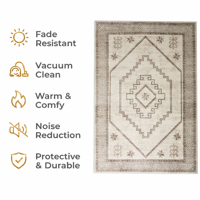 Oriental Machine Tufted Shag Area Rug, Rectangle 60 x 110 cm