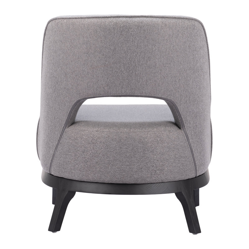 Gray Faux Leather Barrel Accent Chair with Metal Base
