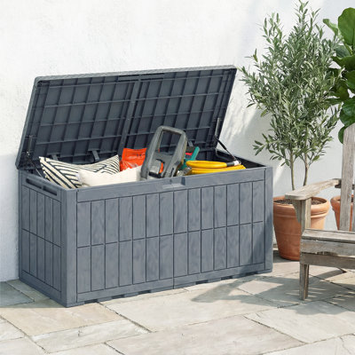 Boîte de rangement pour terrasse 100 gallons, boîte de rangement verrouillable pour l'extérieur