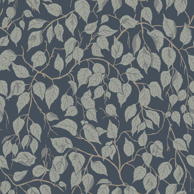 Ester Hangbjork Tree Leaf Wallpaper, Blue