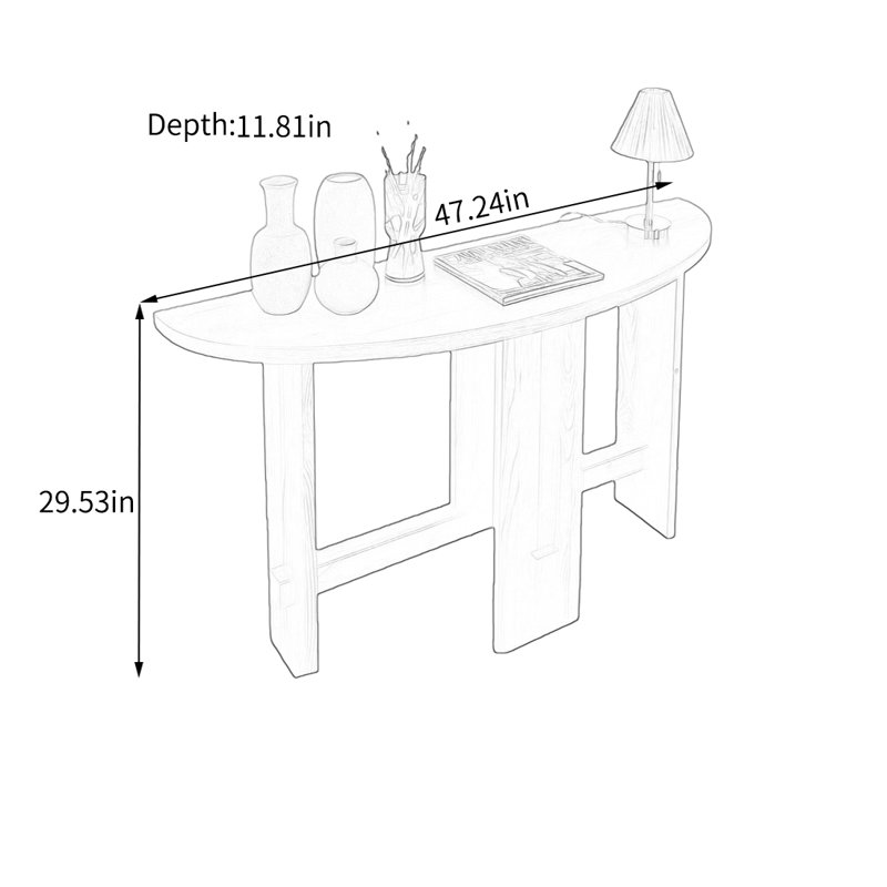 Console moderne en bois de pin, Brun, 29,53 po H x 47,24 po L x 11,81 po P