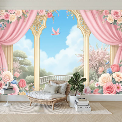 Papier peint adhésif auto-adhésif moderne L 144 po x l 100 po pour chambre à coucher, jardin romantique