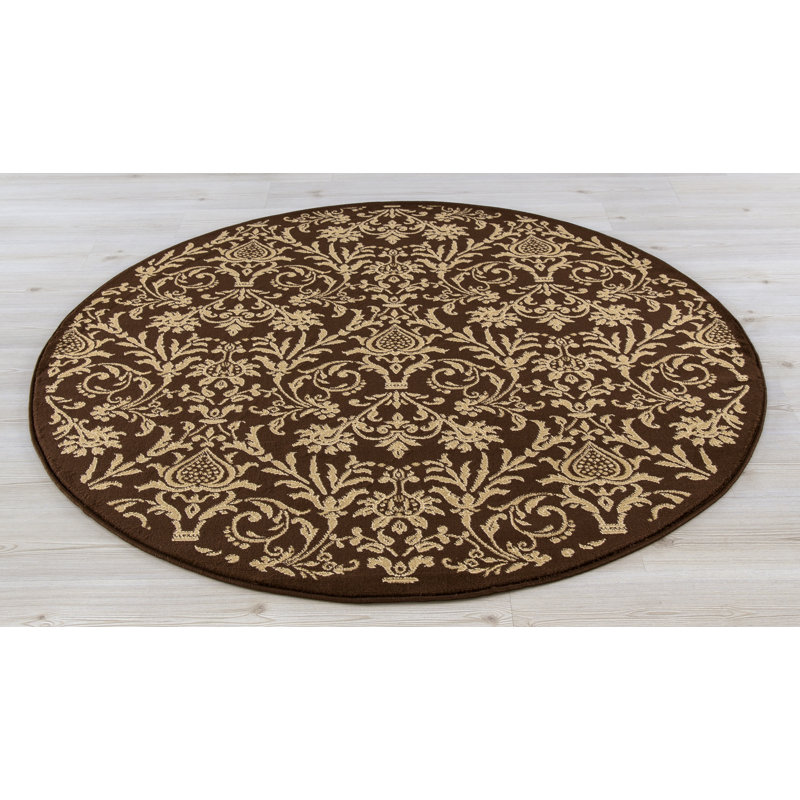 Tapis oriental en polypropylène à tissage plat Barnab, Rond 5 pi 3 po