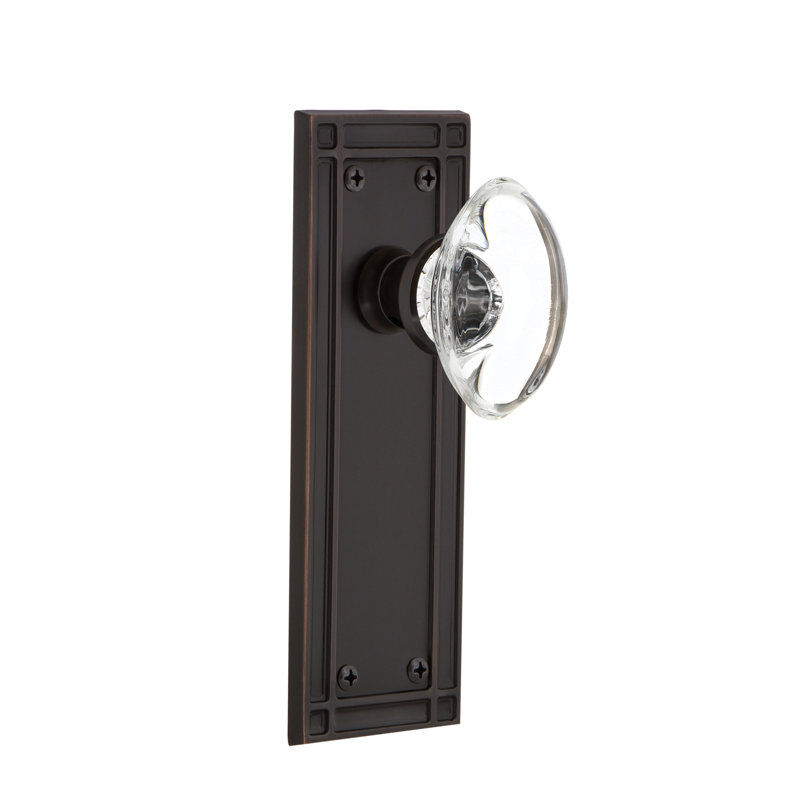 Plaque de mission avec bouton de porte ovale en cristal transparent, 2 3/4 po, Bronze intemporel
