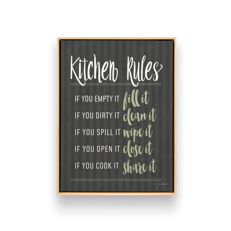 «Kitchen Rules» par Art texturé, L 24 po x H 32 po, Tanné, Toile avec cadre