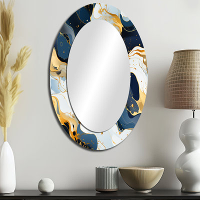 Élégance de marbre bleu et rouge - Miroir mural ovale bleu