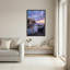 «Blue Boat on Black Sand Near White Church and Lighthouse», art mural sur toile-133481129