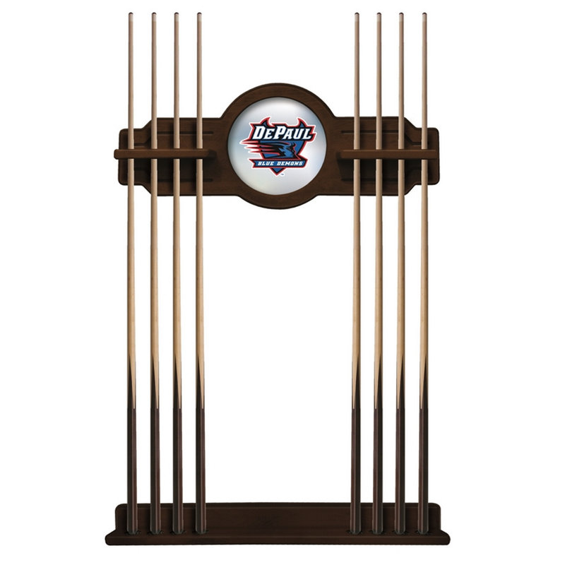 Holland Bar Stool Wood Pool Cue Rack, Southwestern, DePaul Blue Demons