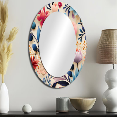 Motif botanique floral marocain marocain - grand miroir botanique, décor de miroir mural unique Boho, impression d'art en métal