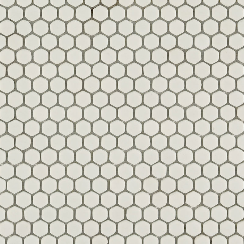 Milano 12" X 12" Glass Hexagon Mosaic Pattern Wall & Floor Tile, White