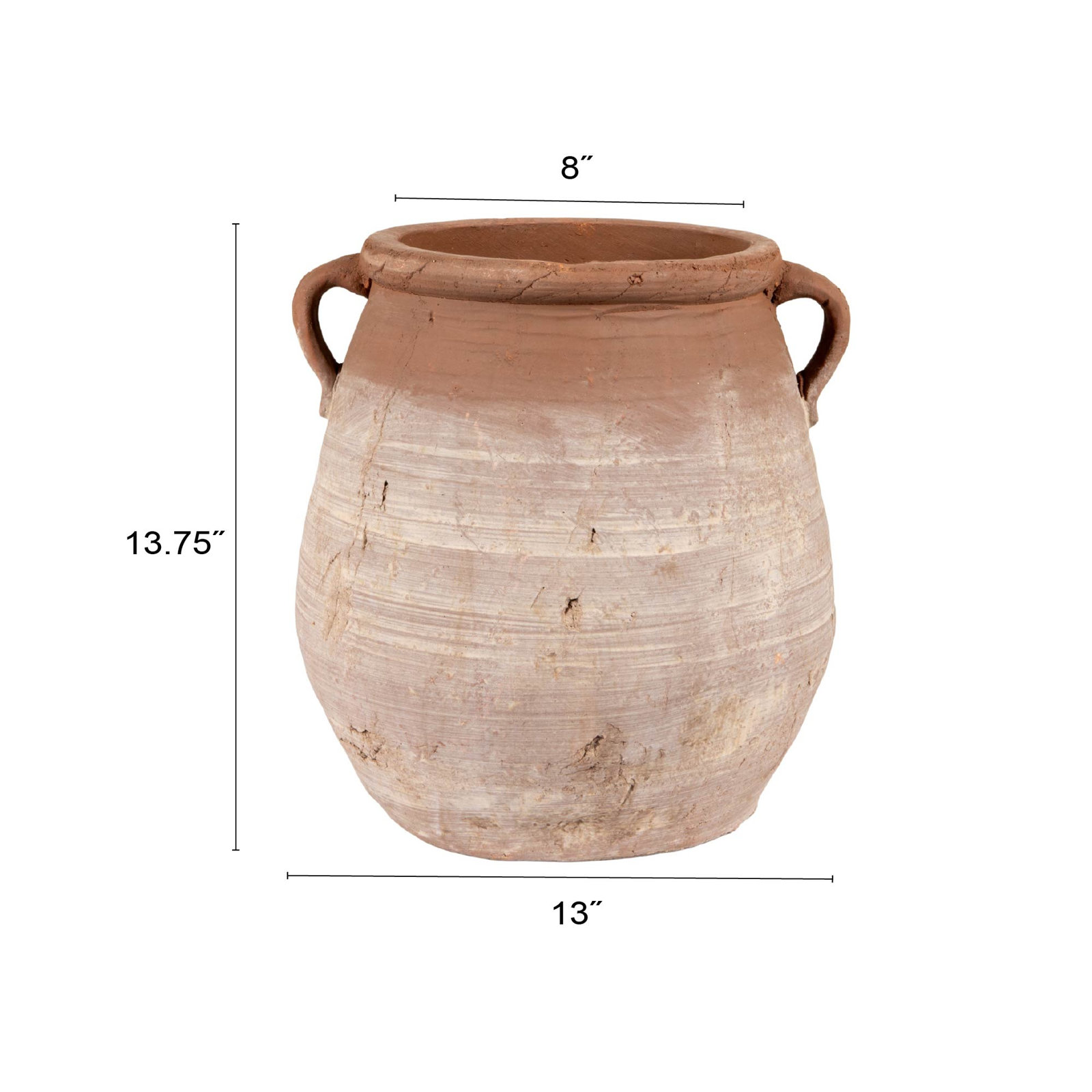 Nonie 13.75'' Terracotta Table Vase, Whitewashed