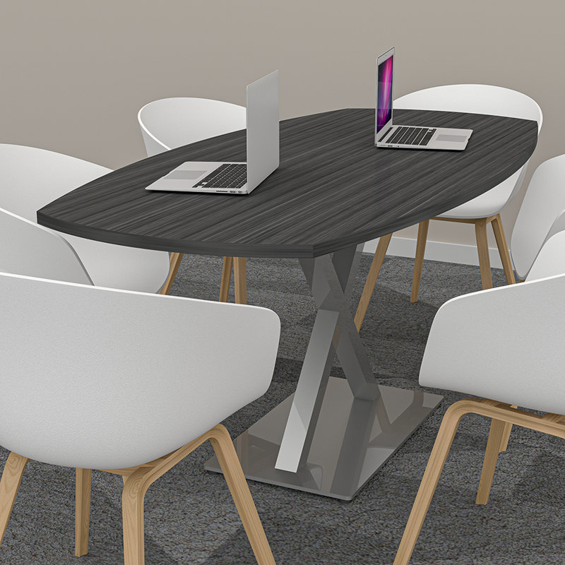 Table de conférence Pavert, H 30 po x l 72 po x P 36 po, Noir mat, Eucalyptus naturel