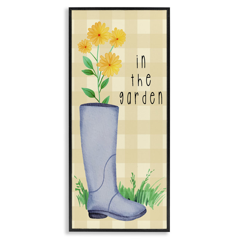 «In The Garden on Plaid», estampe numérique, design par Lil 'Rue, H 30 po x l 13 po, Giclée encadrée noir minuit