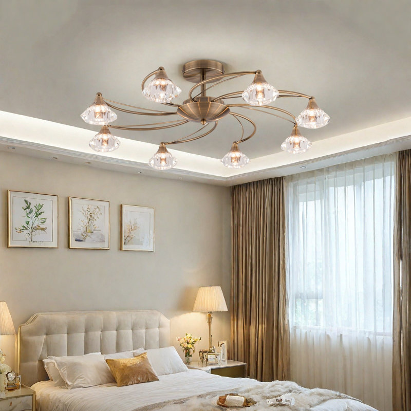 Decatur Glass Ceiling Spotlight, Antique Brass