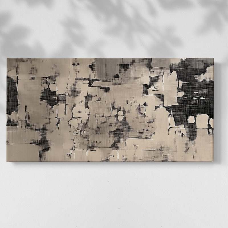 Série abstraite-XXXV- Toile tendue avec châssis tendue, prête à être accrochée, H 25 po x l 49 po, Doré