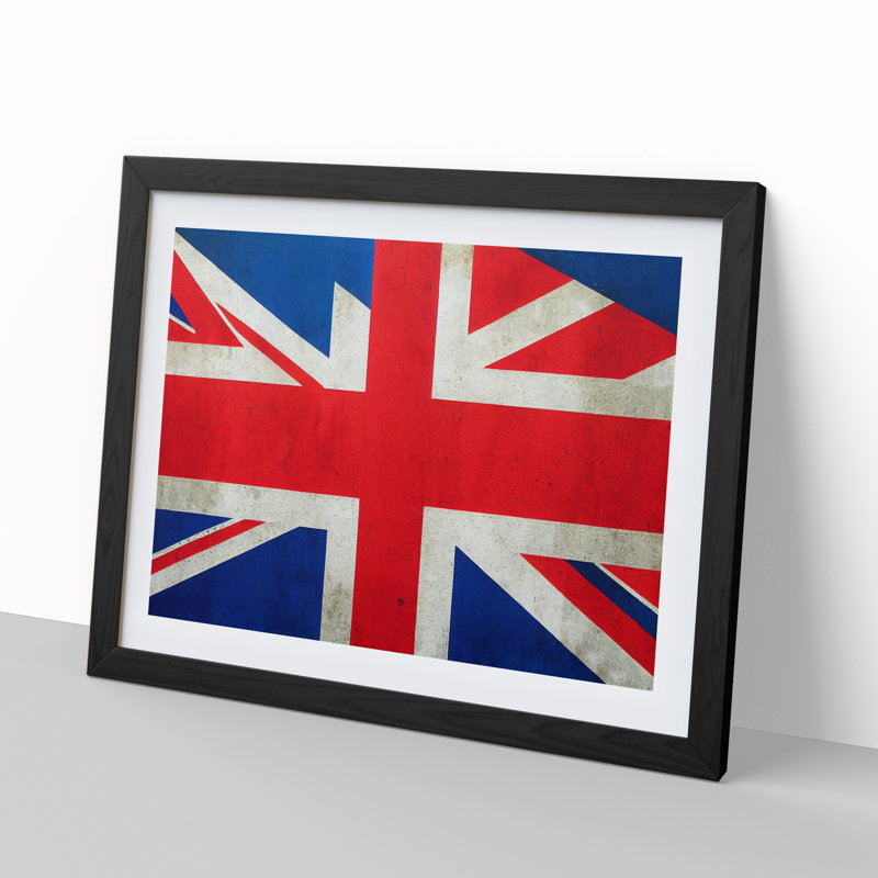 XH1022-9436X Union Jack Flag Concept Vol.2 - Single Picture Frame Print, 46cm H x 64cm W x 2cm D, Black