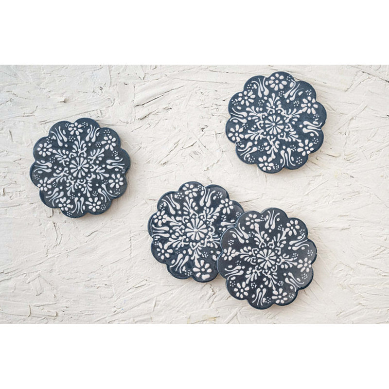 Hand Painted Ceramic Ceramic Coaster, Gray