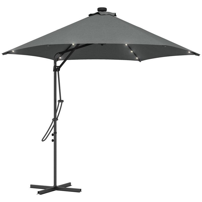 130cm Lighted Market Parasol, Dark Grey