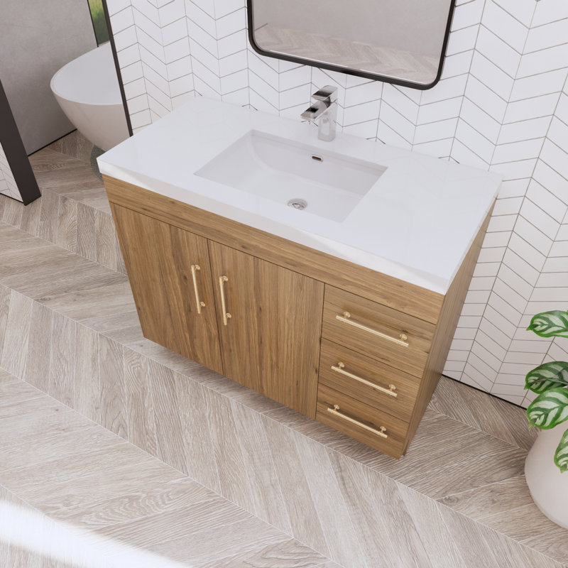 Eliza 42" Single Bathroom Vanity Set, Natural Oak