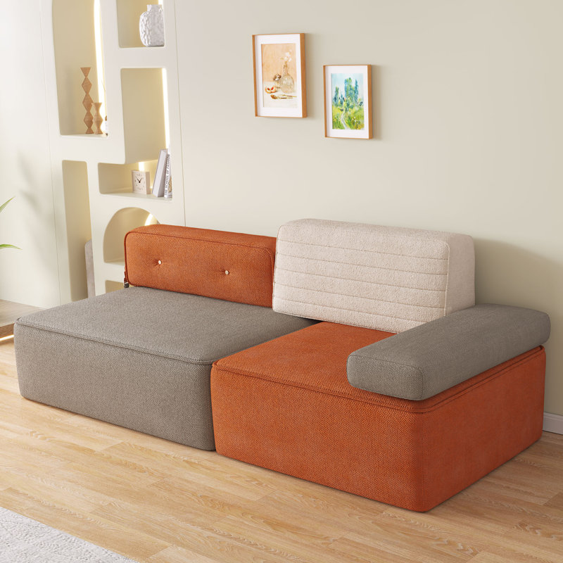 Canapé modulaire à siège profond de 79,9 pouces pour le bureau sans assemblage