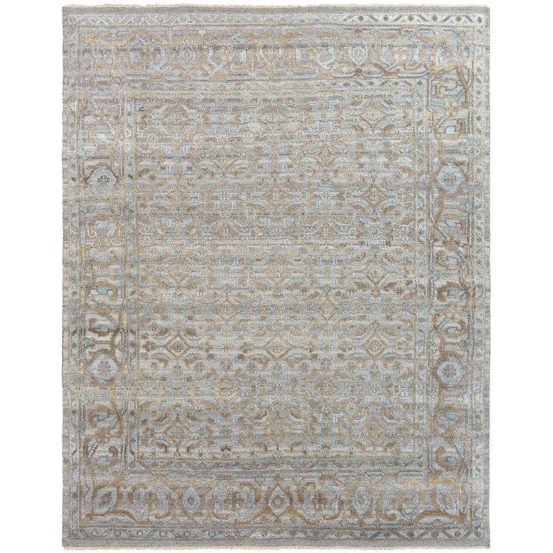 Thompsons Wool Oriental Area Rug in Blue, Rectangle 12' x 15'