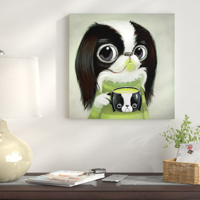 " Japanese Chins Sips Matcha Latte "