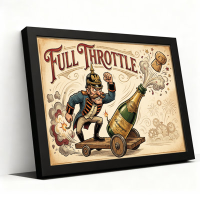 Ensemble de 1 tableau sur toile tendue représentant une bouteille de champagne vintage à plein régime et un soldat