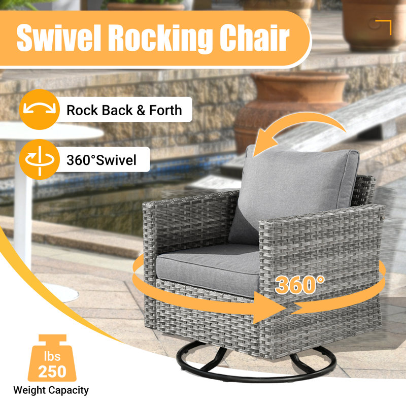 Sury 6 - Person Patio Conversation Set with Cushions, Light Gray