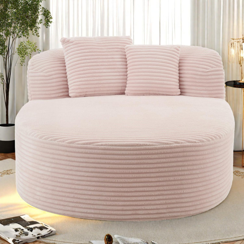 Canapé-lit moderne de 51,6 po avec deux coussins de soutien pour le salon, Rose