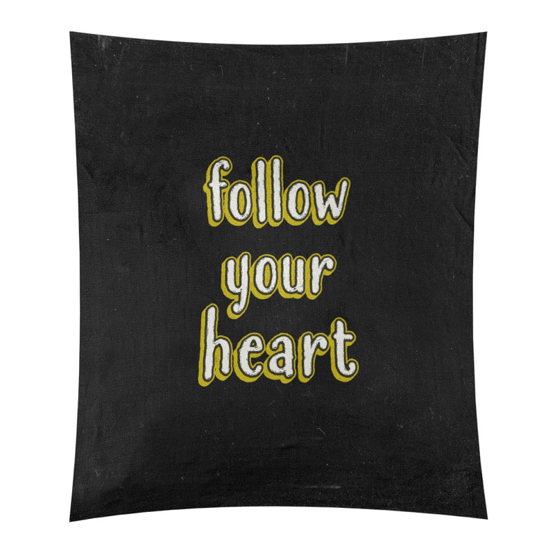 Tapisserie tableau noir en polyester suivre votre citation cardiaque, H 27,5 po x l 37,5 po, Jaune