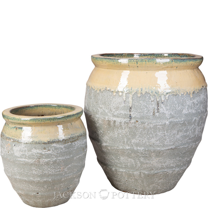 Ensemble de 2 pots à eau Magnus, crème sur pierre grise Magnus, Crème / pierre grise