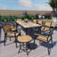 Ensemble repas d'extérieur en aluminium avec table de salle à manger, petite table d'appoint et chaises empilables Loddon-216608240-216608246
