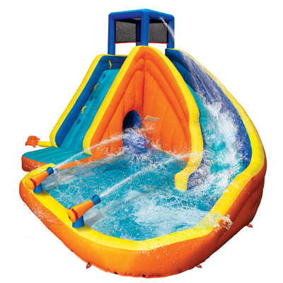 Banzai Sidewinder Falls Inflatable Water Park Pool with Slide and Water Cannons
