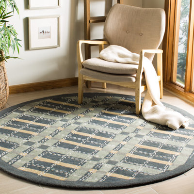 Kirstey Martha Stewart Hand Tufted Wool/Viscose Plaid Rug in Wrought Iron