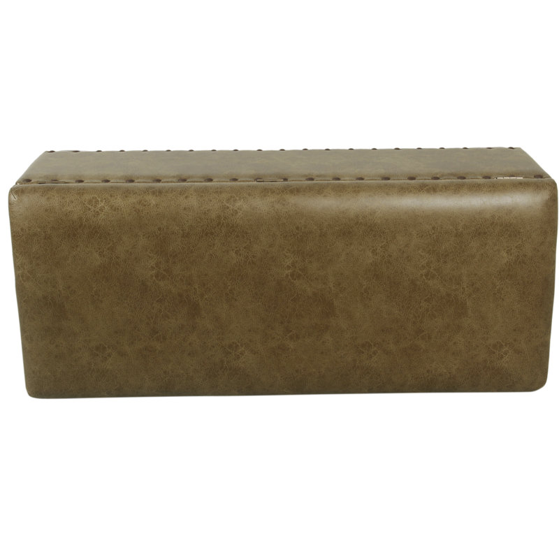 Bedlington Faux Leather Upholstered Storage Bench, Light Brown, Dark Walnut