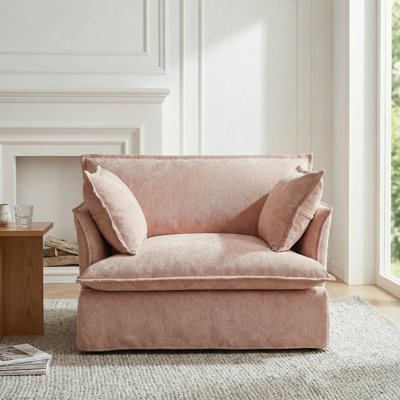 Upholstered Oversized Accent Chair,Comfortable Single Sofa Chair With 2 Pillows,Deep Seat Reading Armchair With Dual-Port Charging