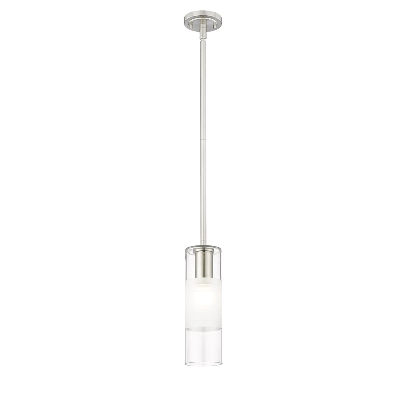 Luminaire suspendu cylindrique à 1 lumière Premislao, Nickel brossé