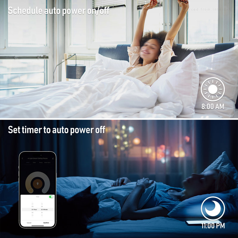 Plafonniers intelligents à DEL Kierstin directionnels et à intensité variable, commande vocale Bluetooth APP