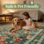 Tapis vert floral rétro de style bohémien lavable à la machine antidérapant salon doux tapis de chambre intérieur-117177294