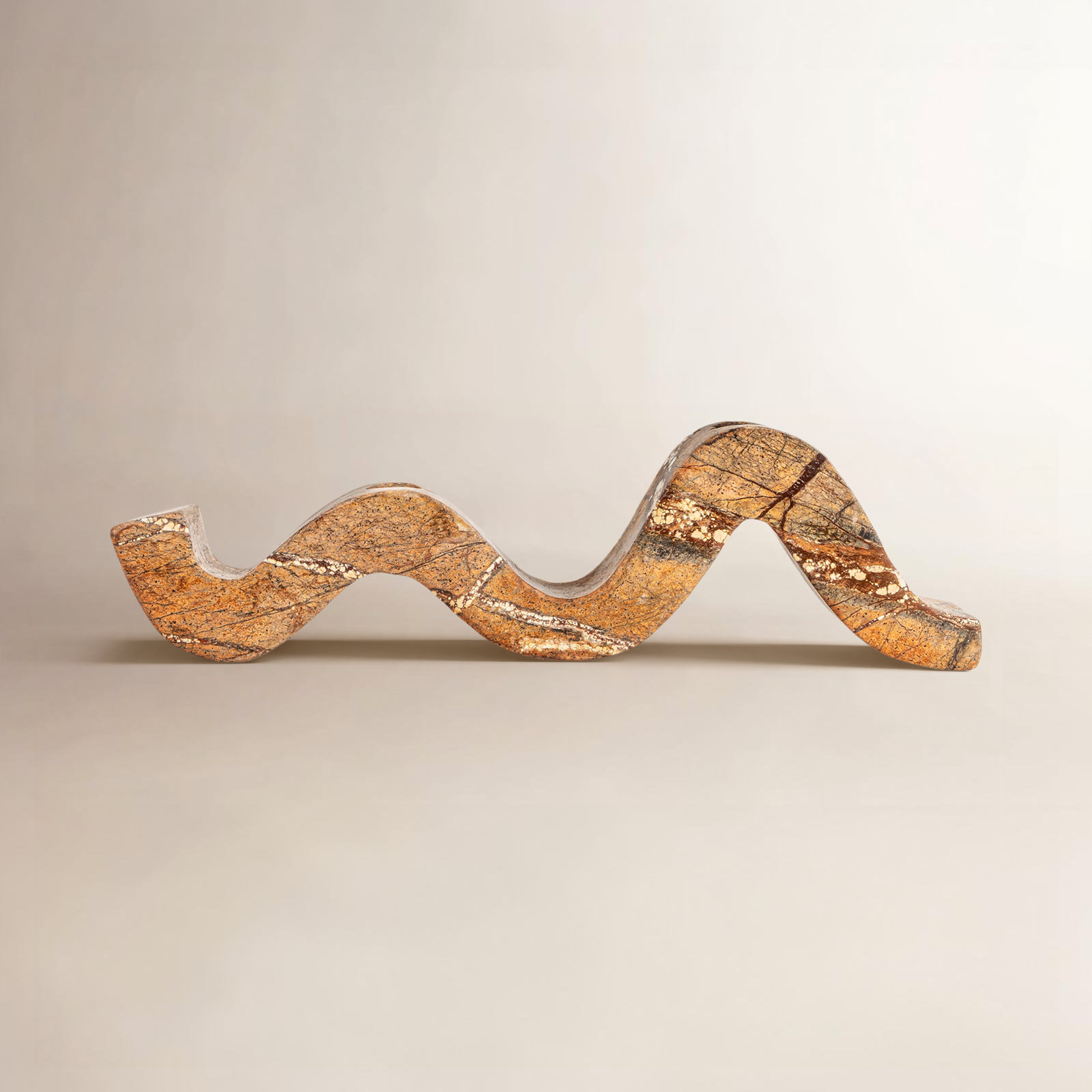 Marble Wave Double Taper Candle Holder, Brown