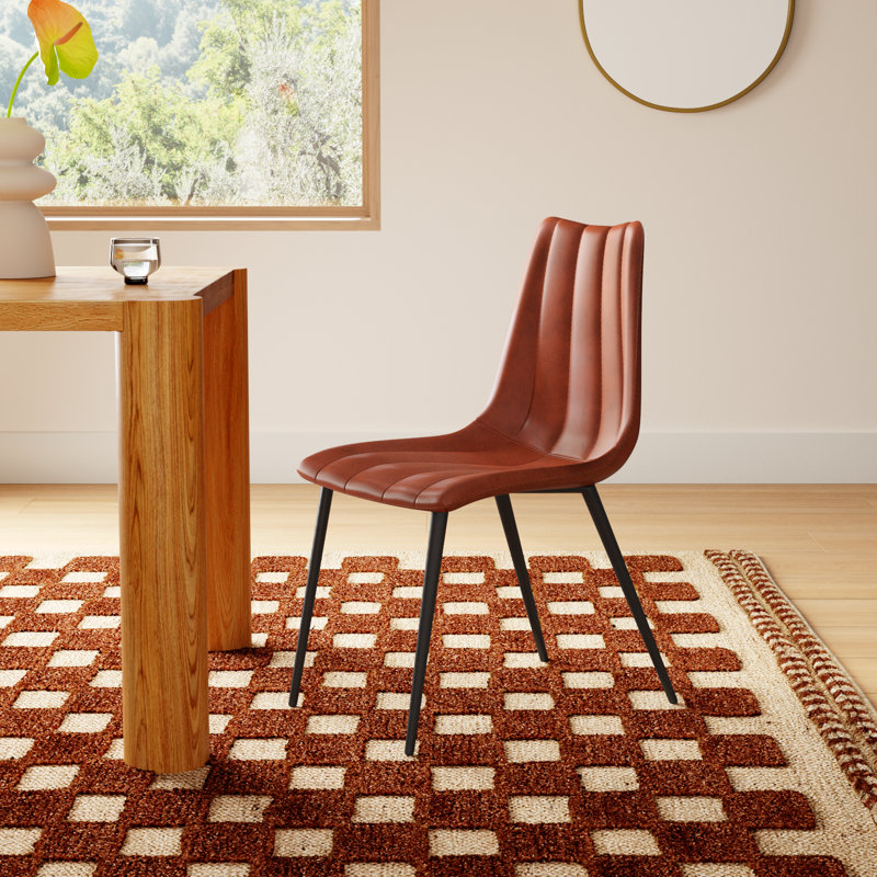 Finnigan 18'' H Polyurethane Upholstered Side Chair, Brown