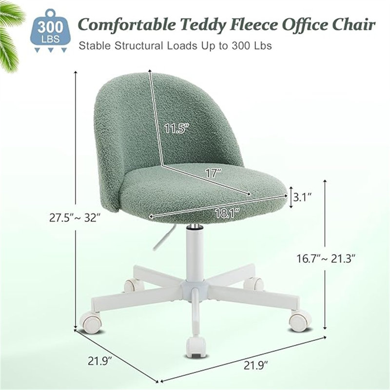 Mignon fauteuil de bureau sans accoudoirs VINGLI, Mint Green