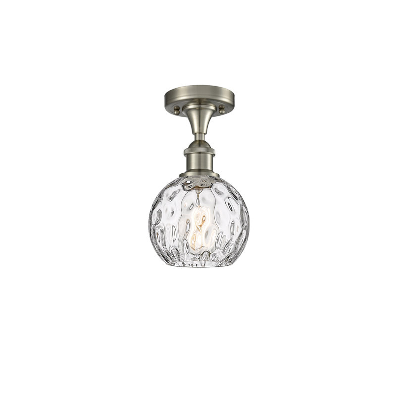 Plafonnier semi-encastré 1 lumière 8 po Cindi, Ampoule non incluse, H 11 po x l 6 po x P 6 po, Nickel satiné brossé