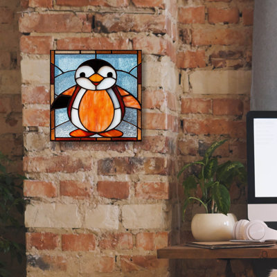  'Stained Glass Baby Penguin' by Rich Monet Canvas Wall Art, 12" x 12"
