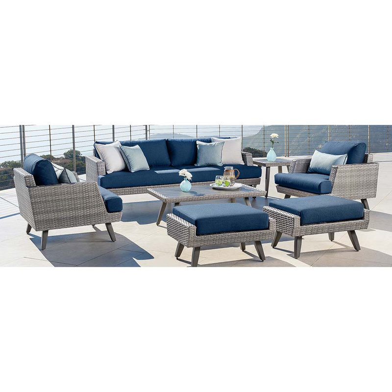 Ehrenfried 5 - Person Patio Conversation Set with Sunbrella® Cushions, Spectrum Indigo Sunbrella®