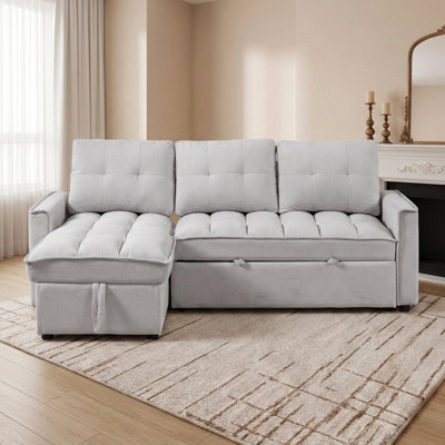 71.3" Reversible Chaise Sectional Sofa with Storage Drawer and USB Charging Ports