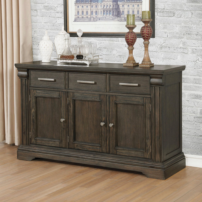Modern 1pc Server With Finish, Solid Wood And Paper Veneer, Storage For Dining, Transitional Design Classic In Tone, Wood, Drawers Contemporary