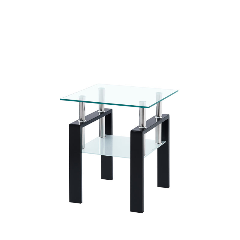 2 tables en verre trempé pour le salon. Table de bout transparente, table. Style contemporain contemporain. 17,69 po x 17,69 po x 20,34 po. 21,26 lb Facile à assembler dans une petite pièce. Côté design moderne. Installation simple