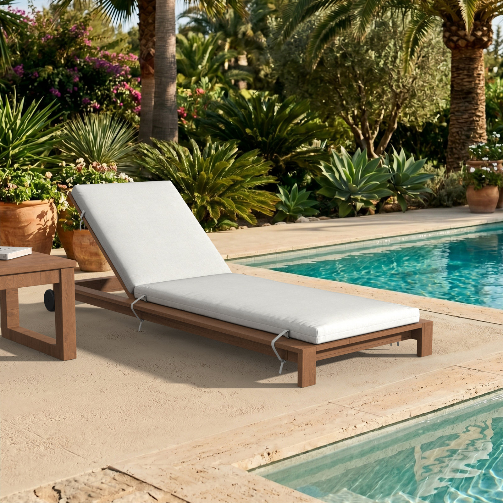 Lani Sunbrella® Seat and Back Cushion, 25" W x 79" D, Sunbrella Bliss Linen