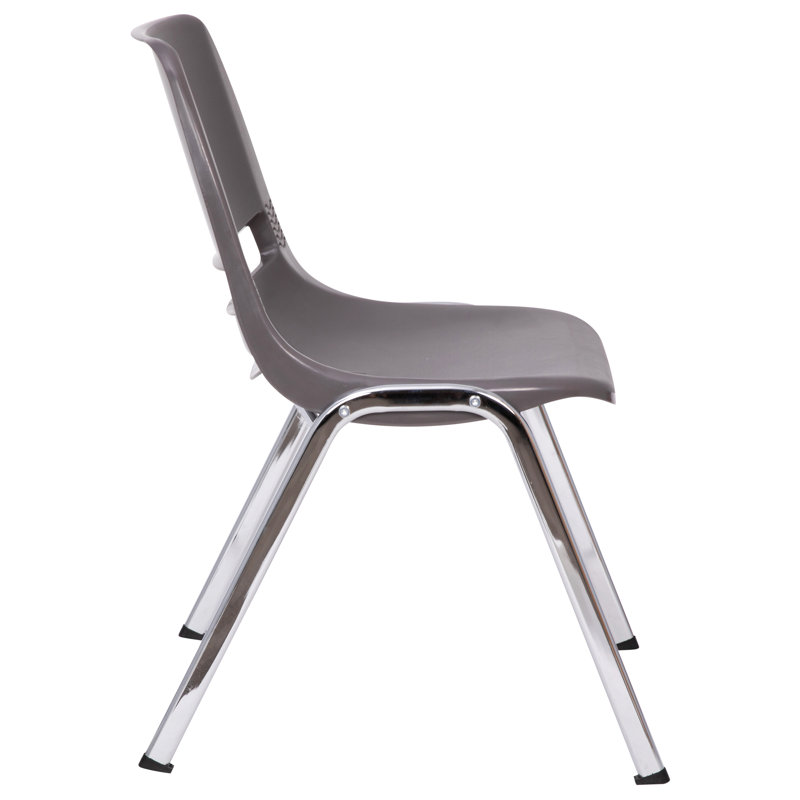 ErgoComfort 880 lb. Gray Ergonomic Stackable Chair with Chrome Frame